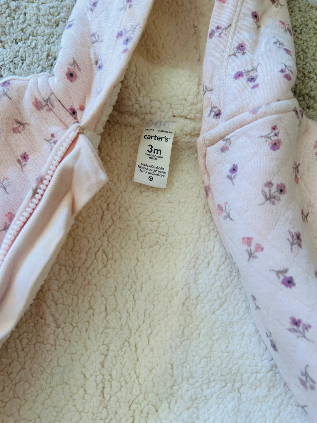 Carter's Floral Sherpa-Lined Baby Bunting Suit - photo 2