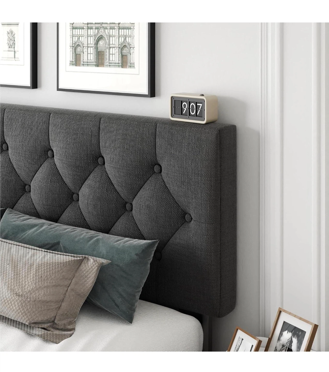 KING Size Tufted Platform Bed - Dark Gray BRAND NEW - photo 3