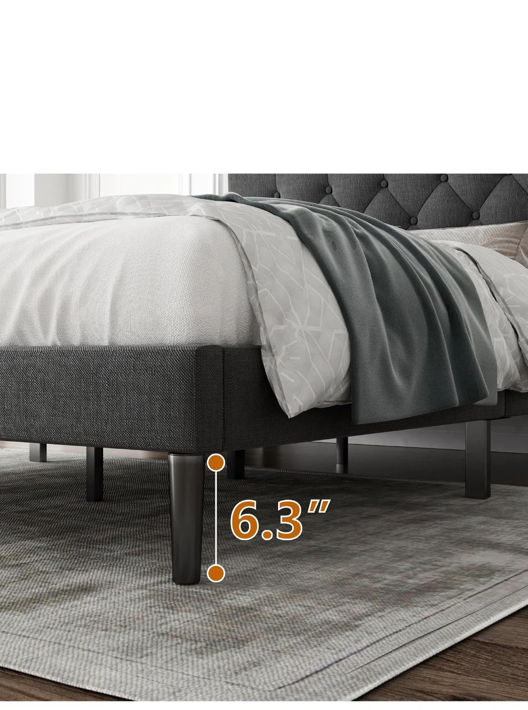 KING Size Tufted Platform Bed - Dark Gray BRAND NEW - photo 4