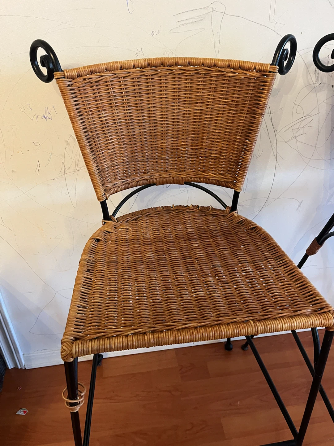 Set of Two Wicker and Metal Bar Stools - photo 5