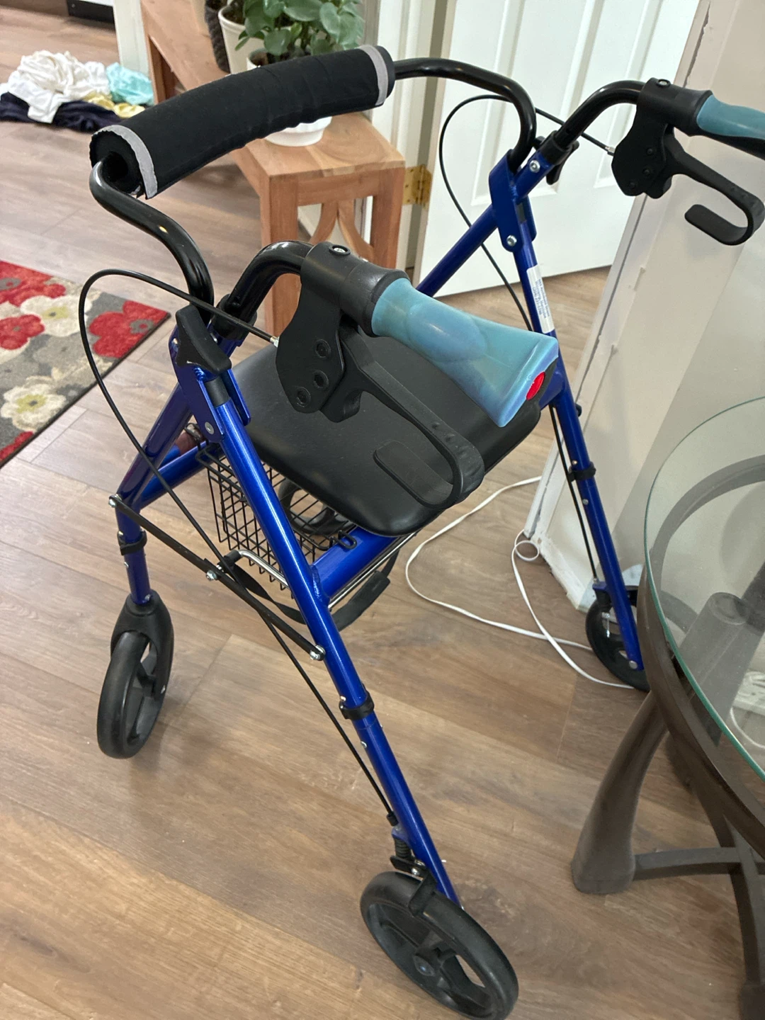 Blue Four-Wheel Rollator Walker