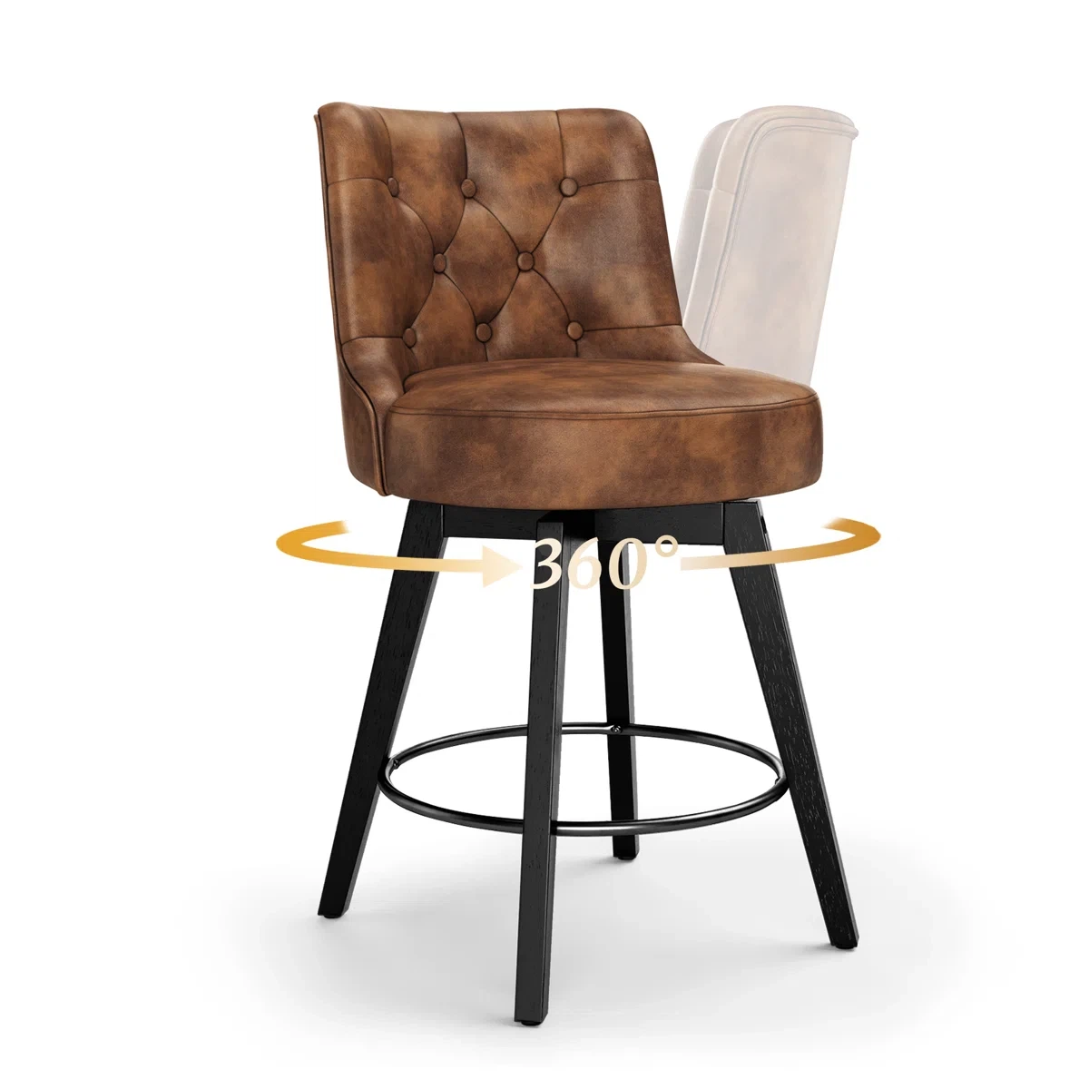 Set of 2 Tufted Swivel Bar Stools - photo 2