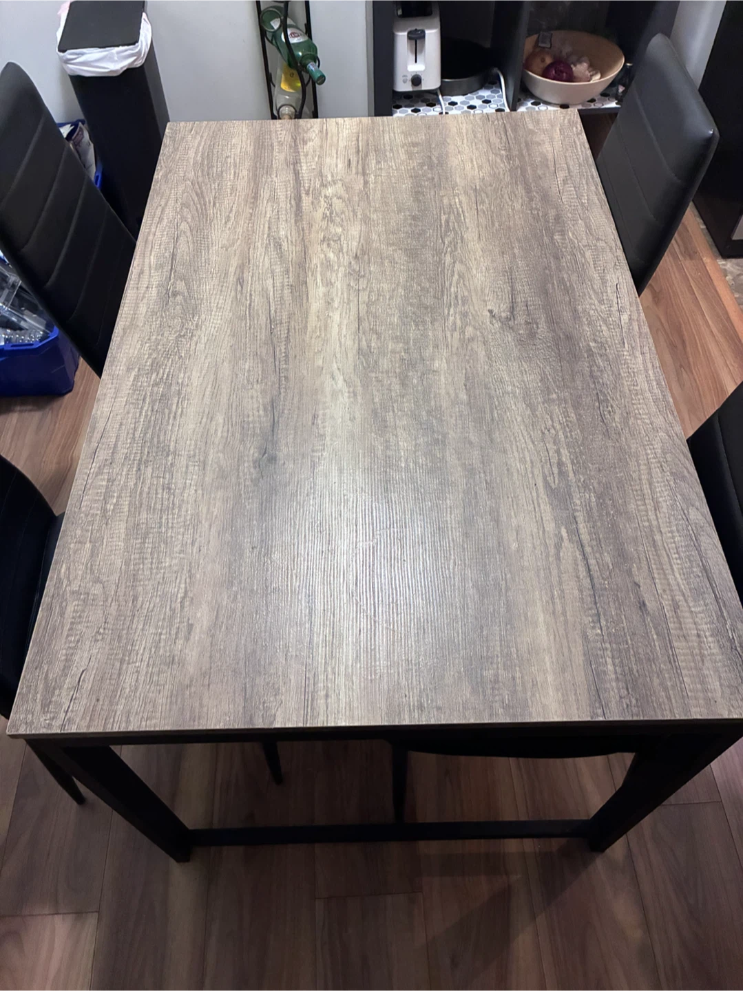 Dining table and 4 black chairs