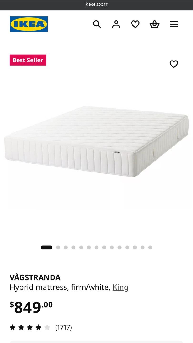 IKEA VAGSTRANDA King Size Firm Mattress