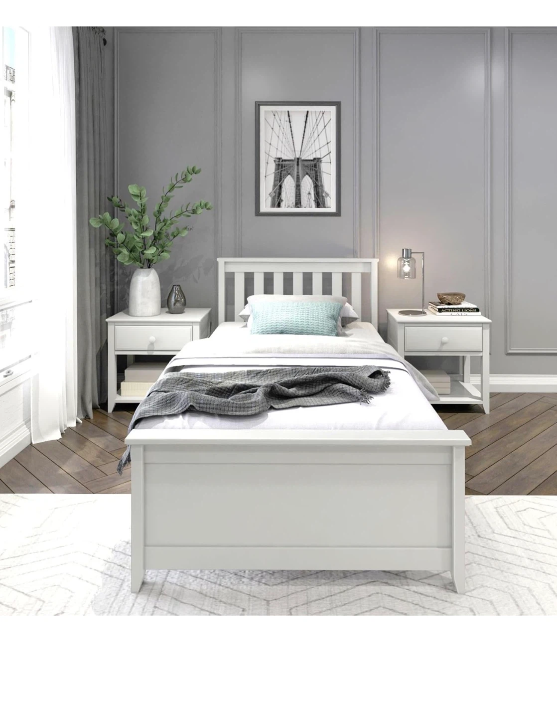 White Twin Size Bed Frame - photo 2
