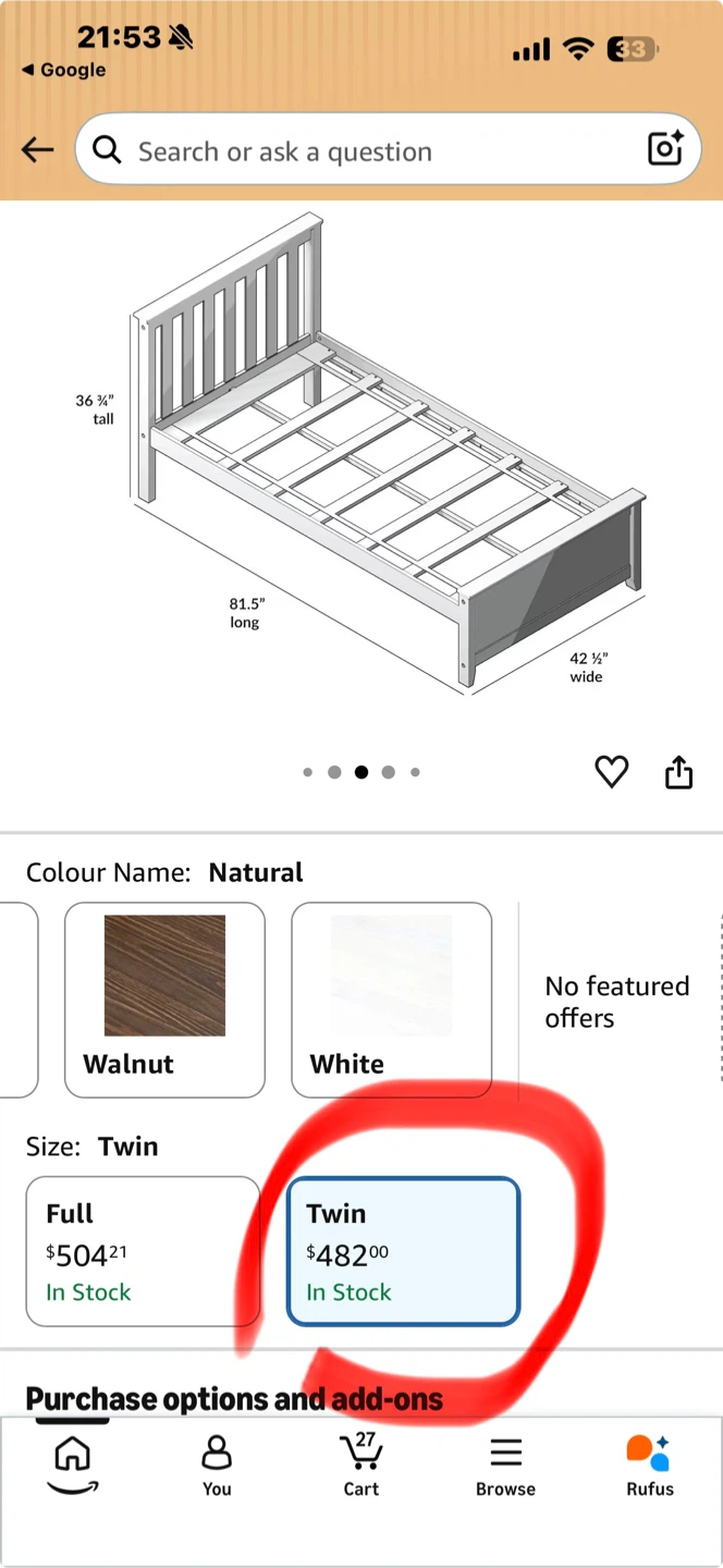 White Twin Size Bed Frame - photo 4
