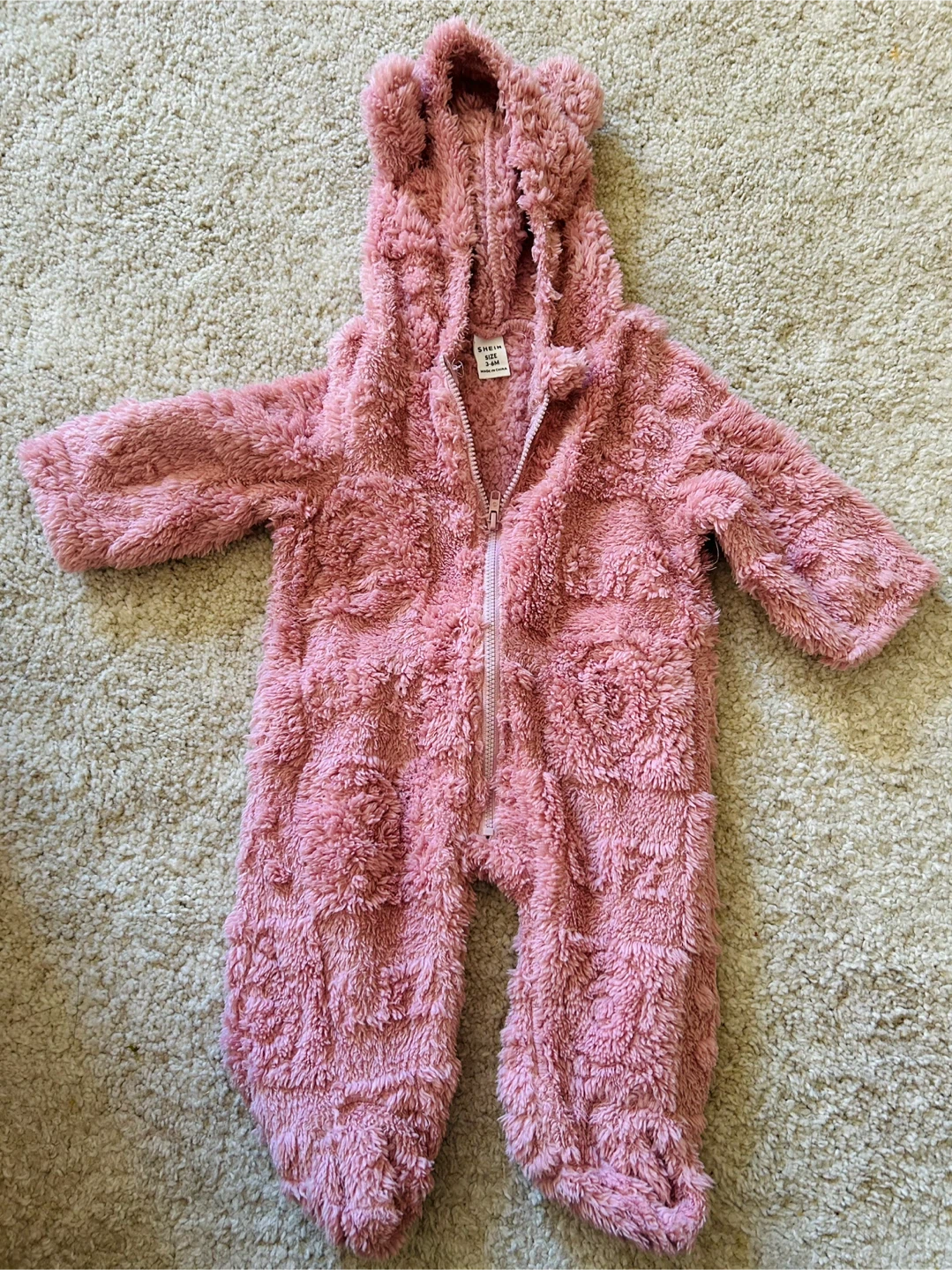 SHEIN Baby Pink Bear Ear Onesie
