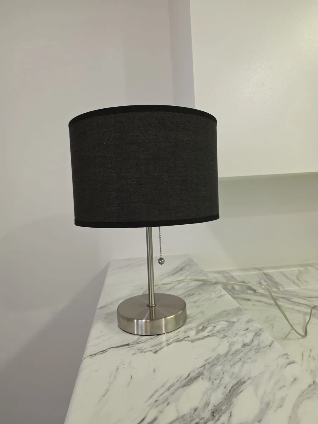 Brushed Metal Table Lamp with Charcoal Shade