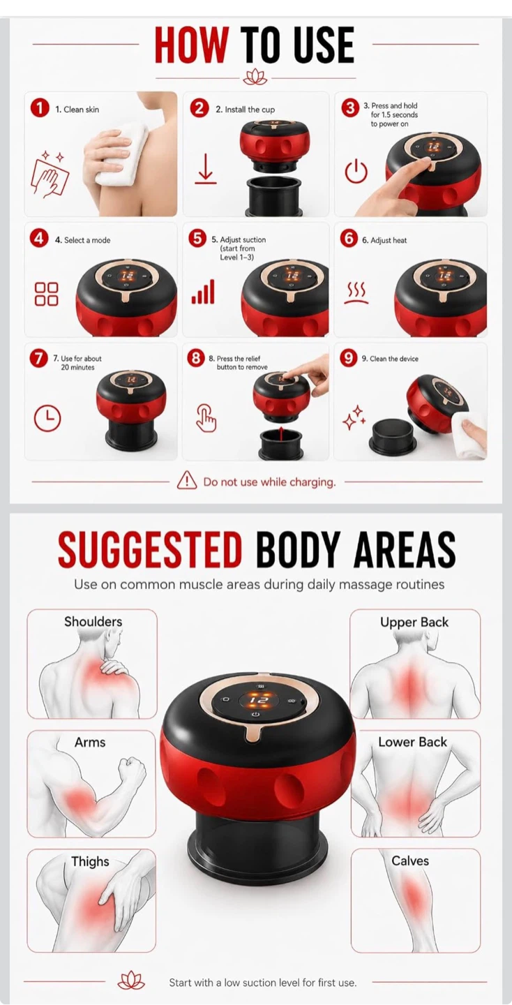 Smart Cupping Massager with 3 Interchangeable Cups - photo 4
