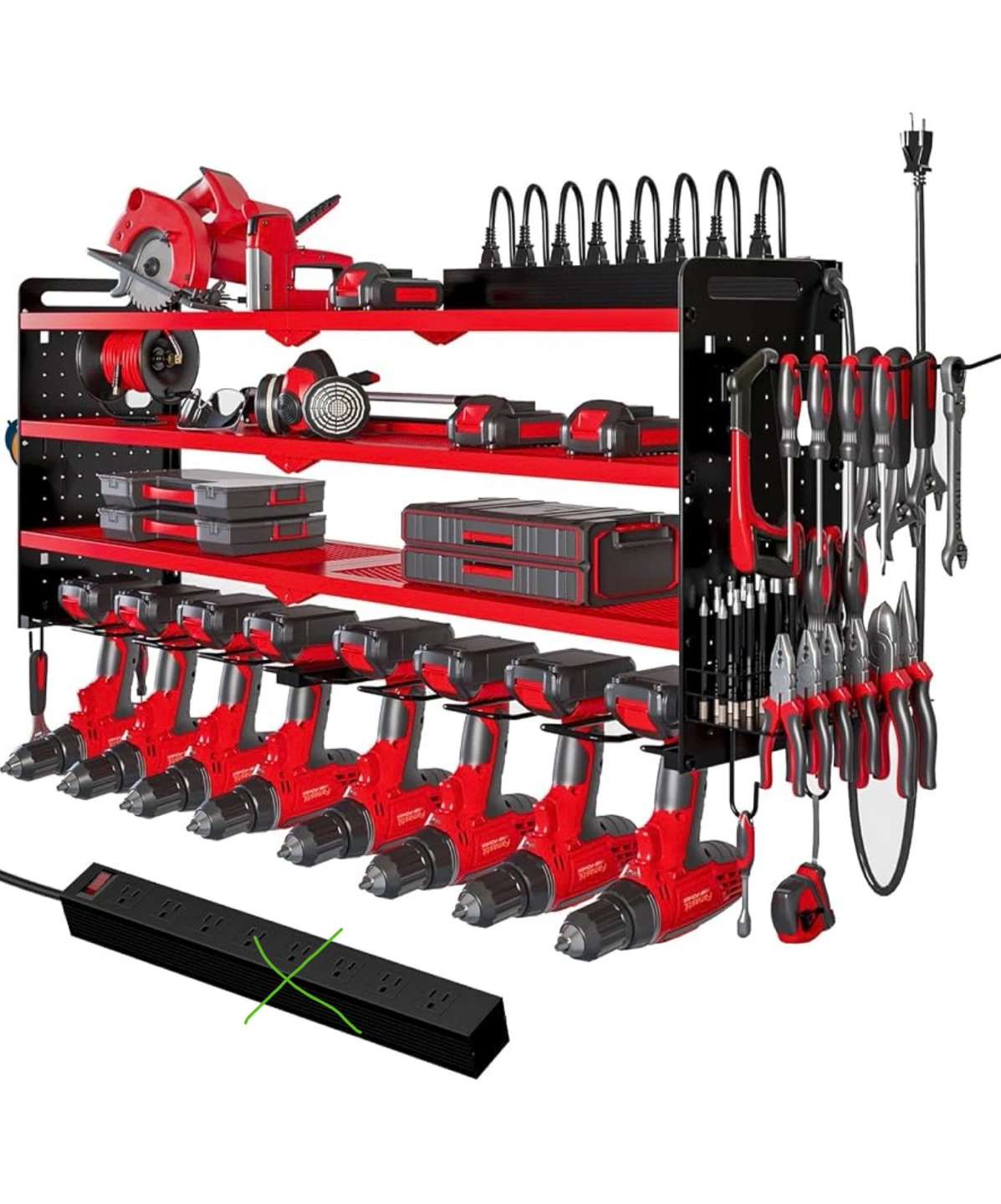 Wall-Mounted Power Tool Organizer Rack