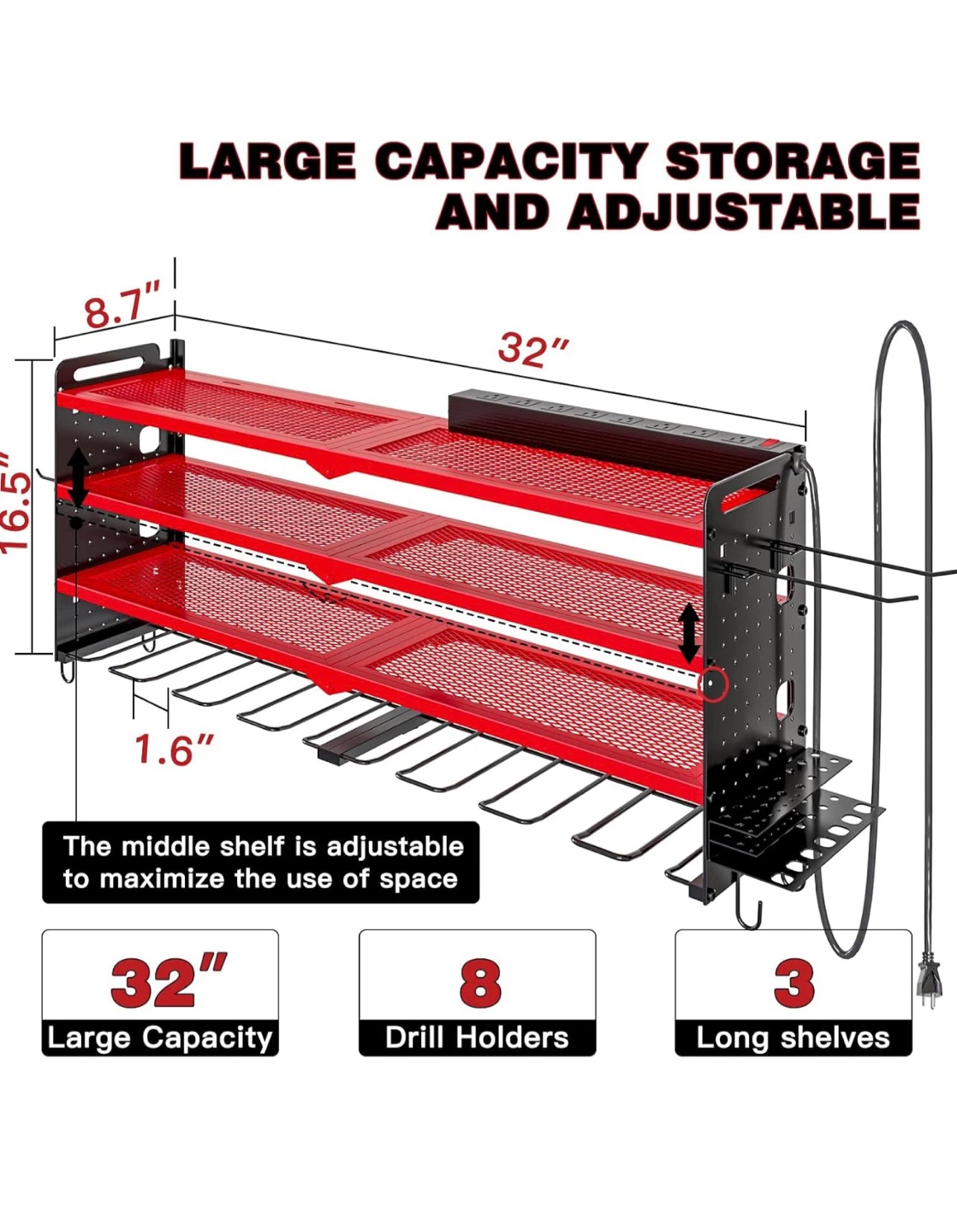 Wall-Mounted Power Tool Organizer Rack - photo 3