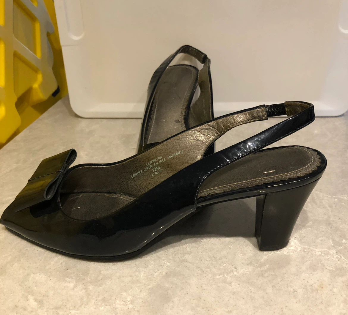 7.5 / Liz Claiborne Cleopatra Navy Blue Patent Slingbacks - photo 2