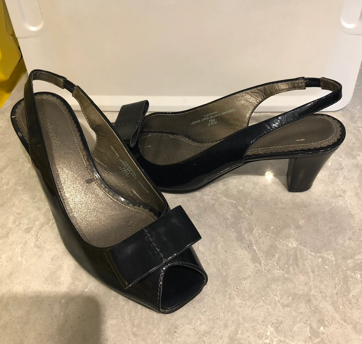 7.5 / Liz Claiborne Cleopatra Navy Blue Patent Slingbacks - photo 3