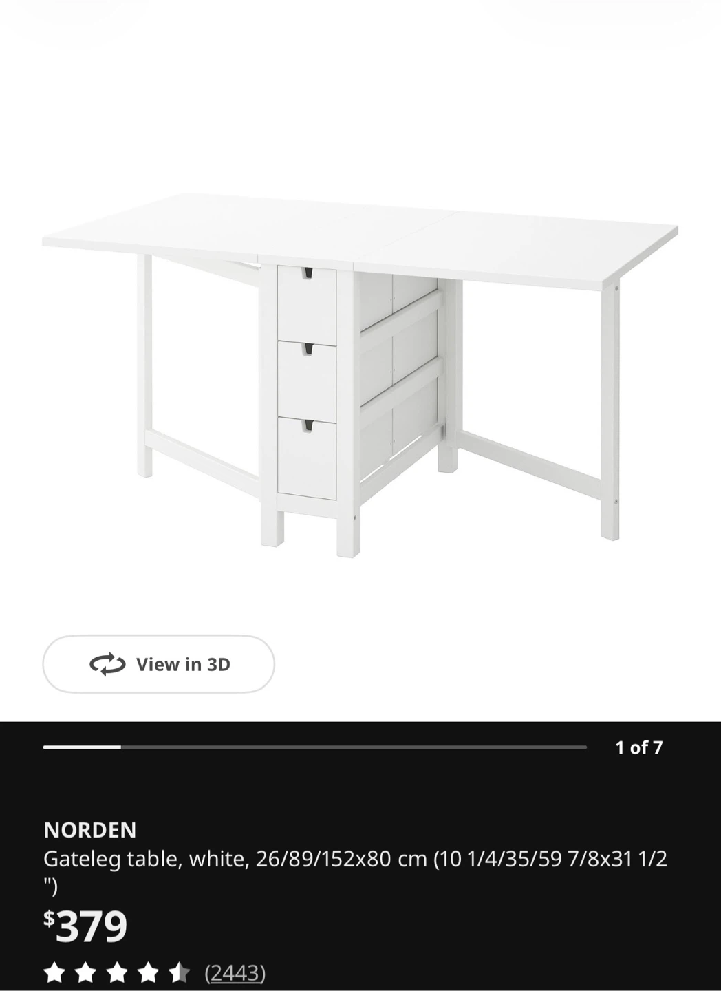 IKEA NORDEN Gateleg Table - White