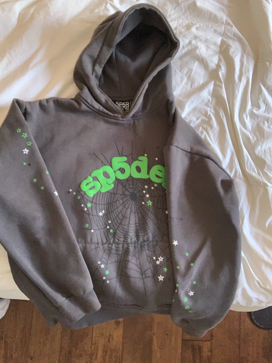 SP5DER Grey Hoodie with Green Logo - photo 2
