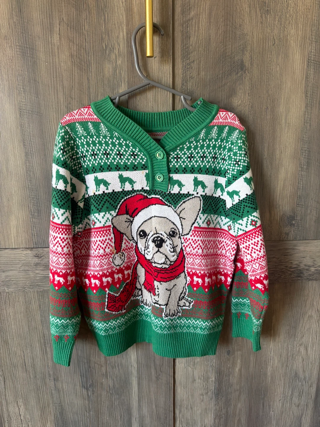 Holiday French Bulldog Sweater Size 5