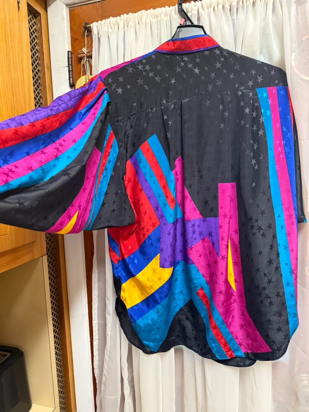 Vintage Multi-Colored Star Pattern Button-Down Shirt - photo 2