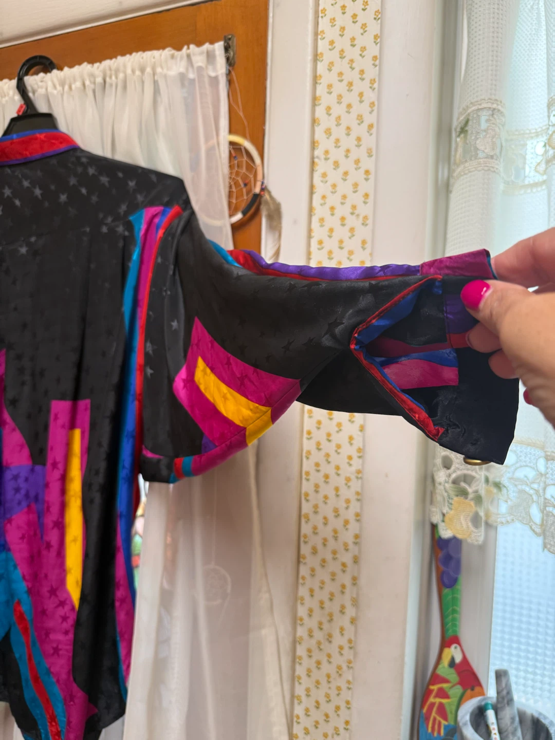 Vintage Multi-Colored Star Pattern Button-Down Shirt - photo 3