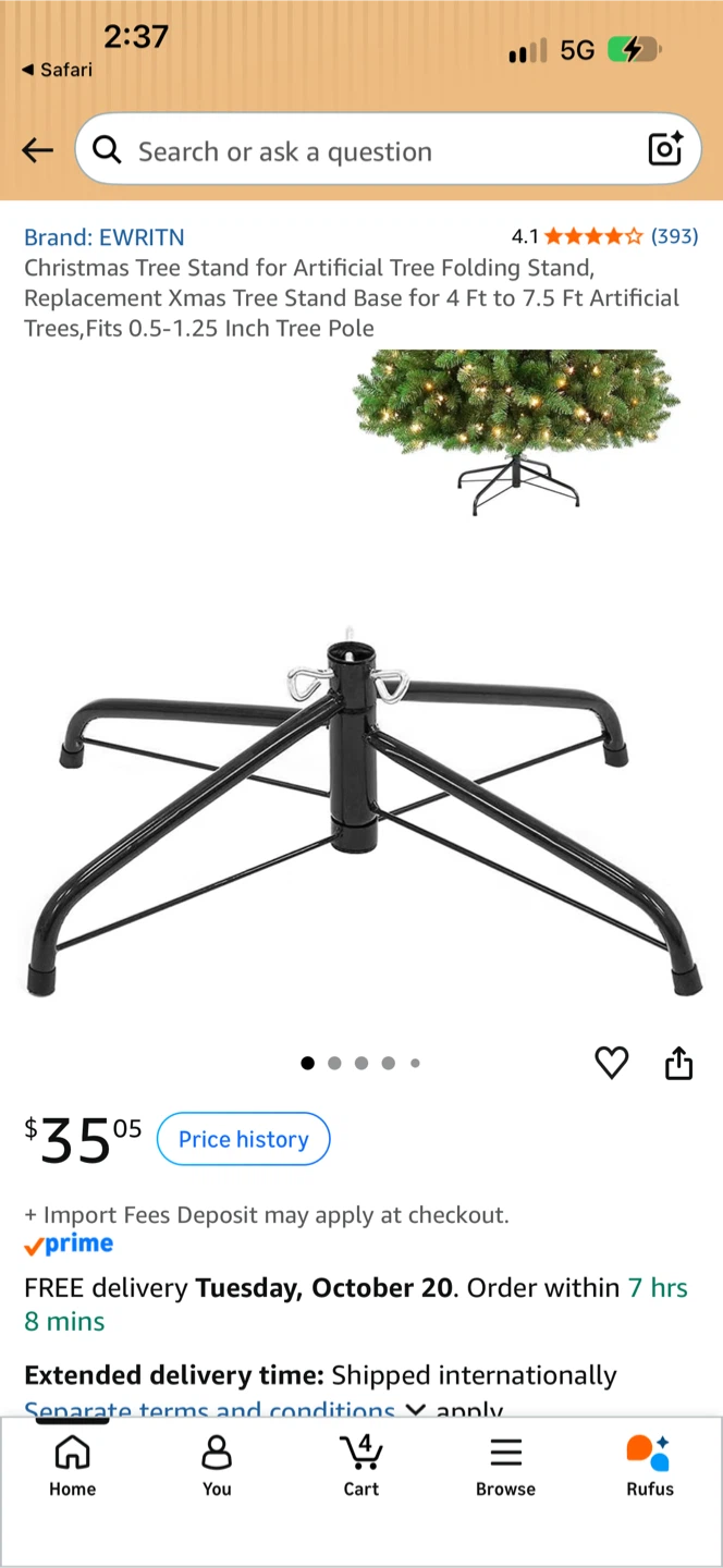 18” inch Brand New 4 Point artificial Christmas tree stand
