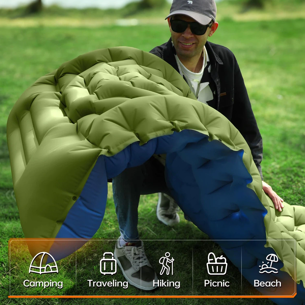 Myxslop Camping Sleeping Pad Self-Inflating w Built-in Foot Pump - photo 3