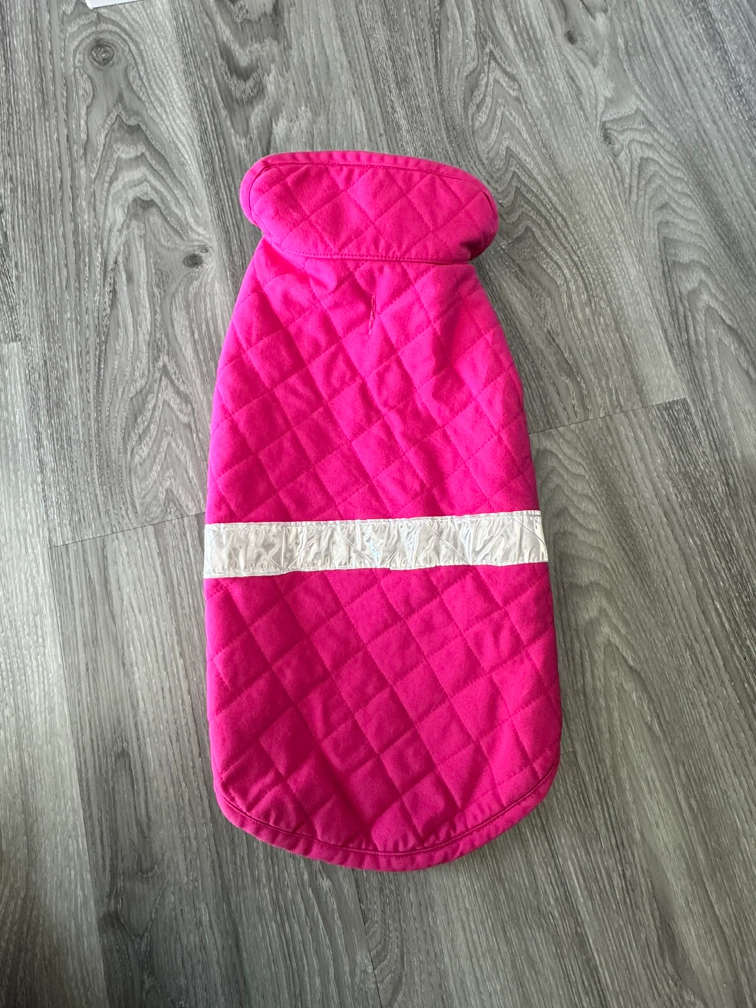 Pink Dog Coat Quilted with Reflective Stripe