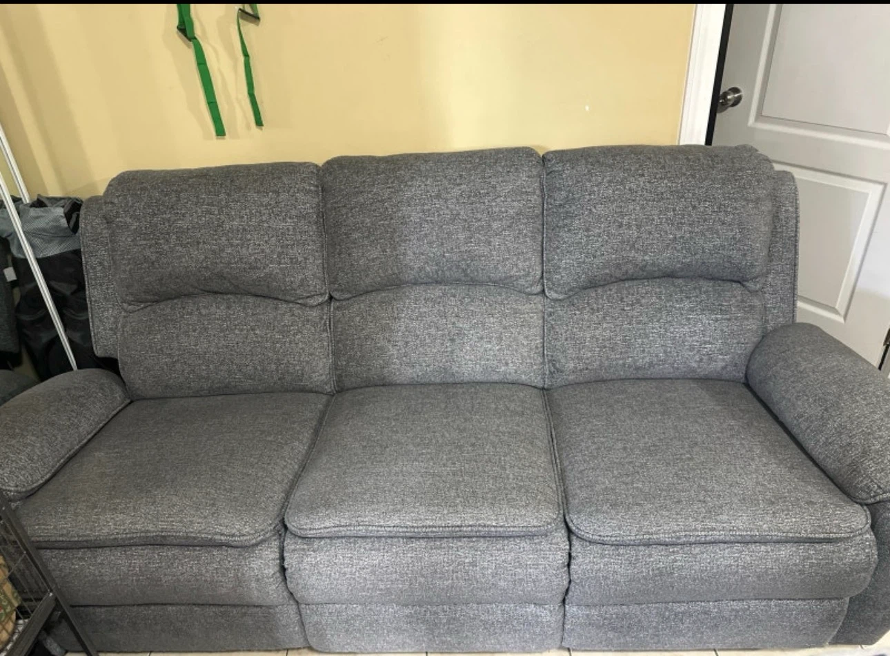 Grey Fabric Reclining Sofa