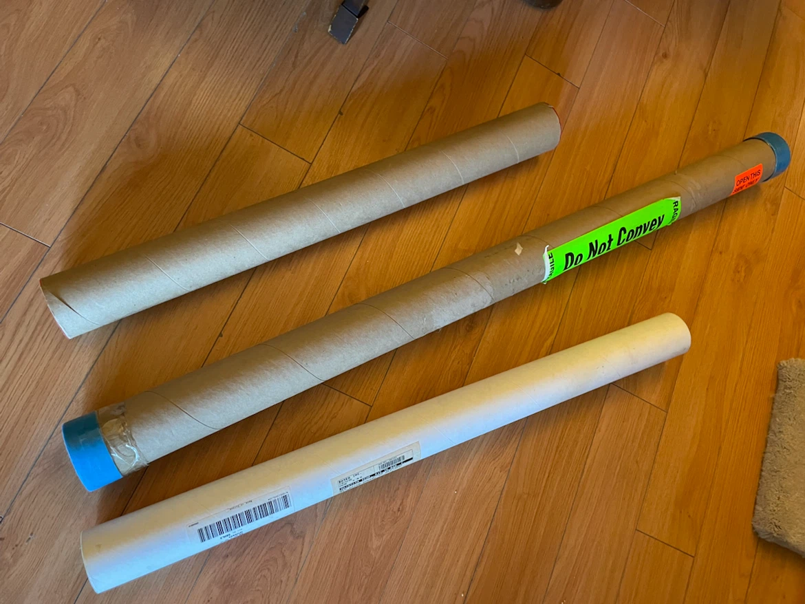 Set of three mailing tubes