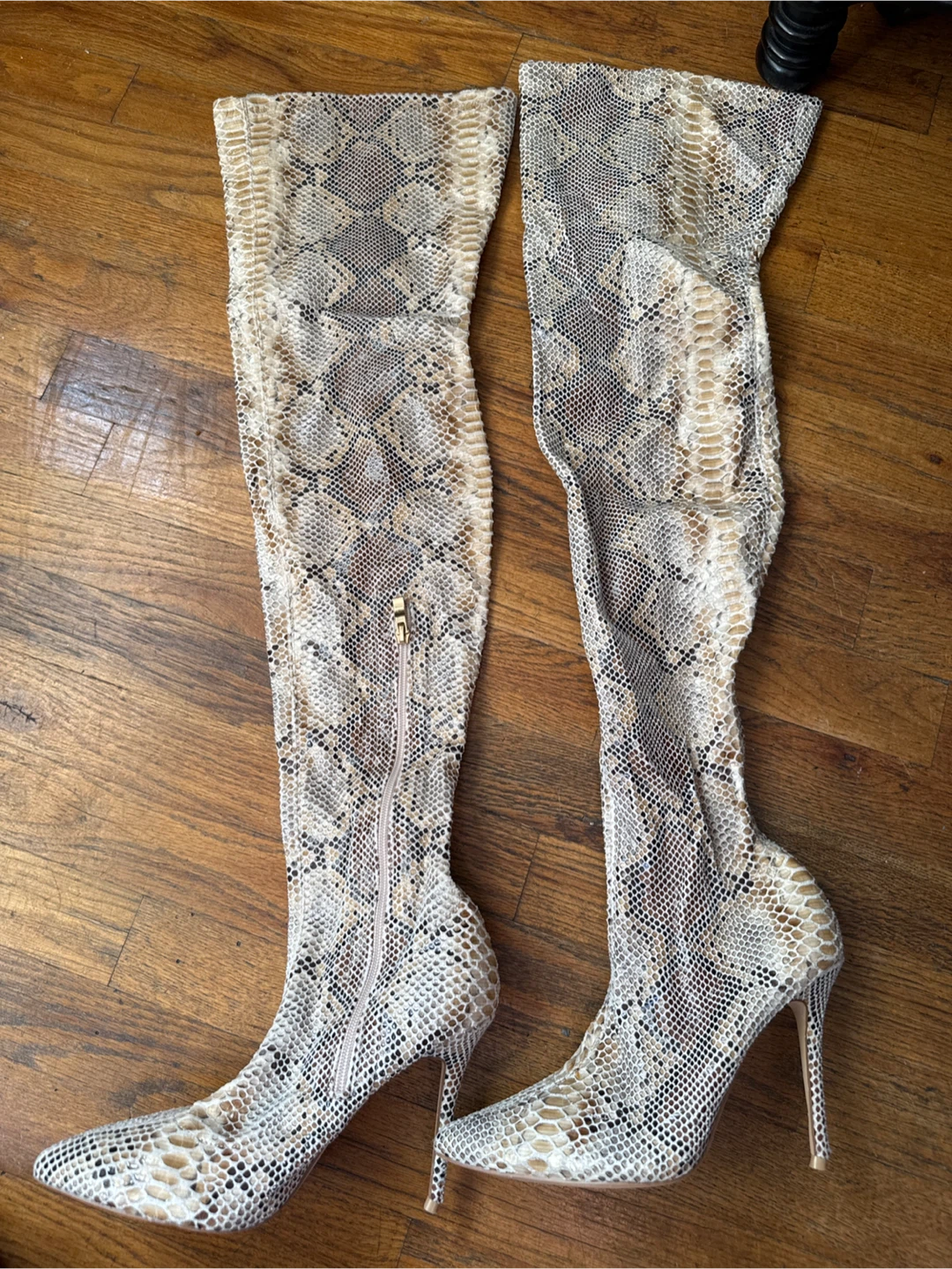 Size 7.5 Snake Print Thigh-High Boots