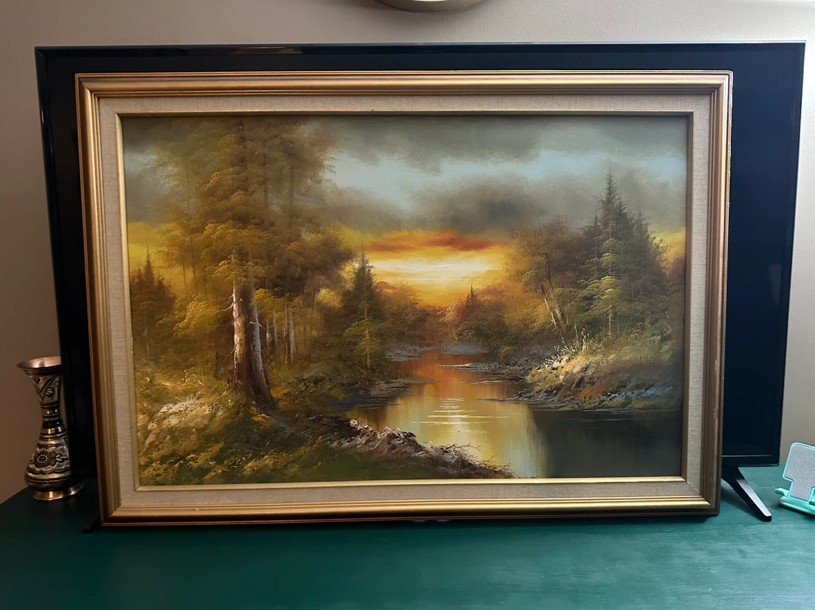 Large Framed Landscape Painting - photo 2