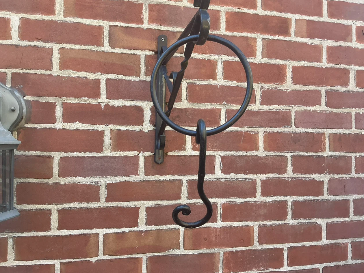 Vintage Wrought Iron Wall-Mounted Hook and Ring - photo 2