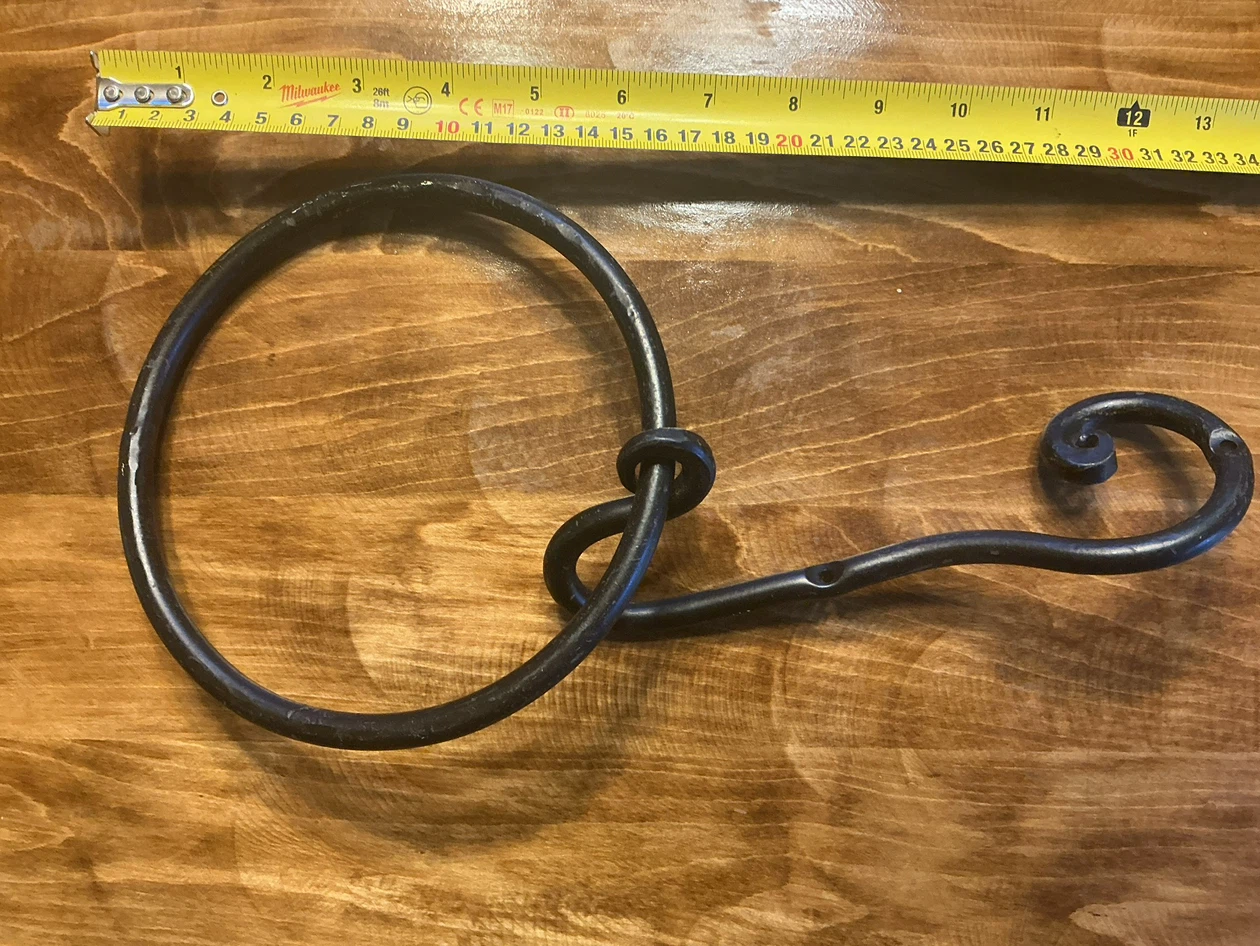 Vintage Wrought Iron Wall-Mounted Hook and Ring - photo 3