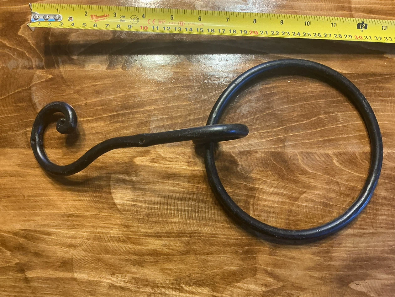 Vintage Wrought Iron Wall-Mounted Hook and Ring - photo 5