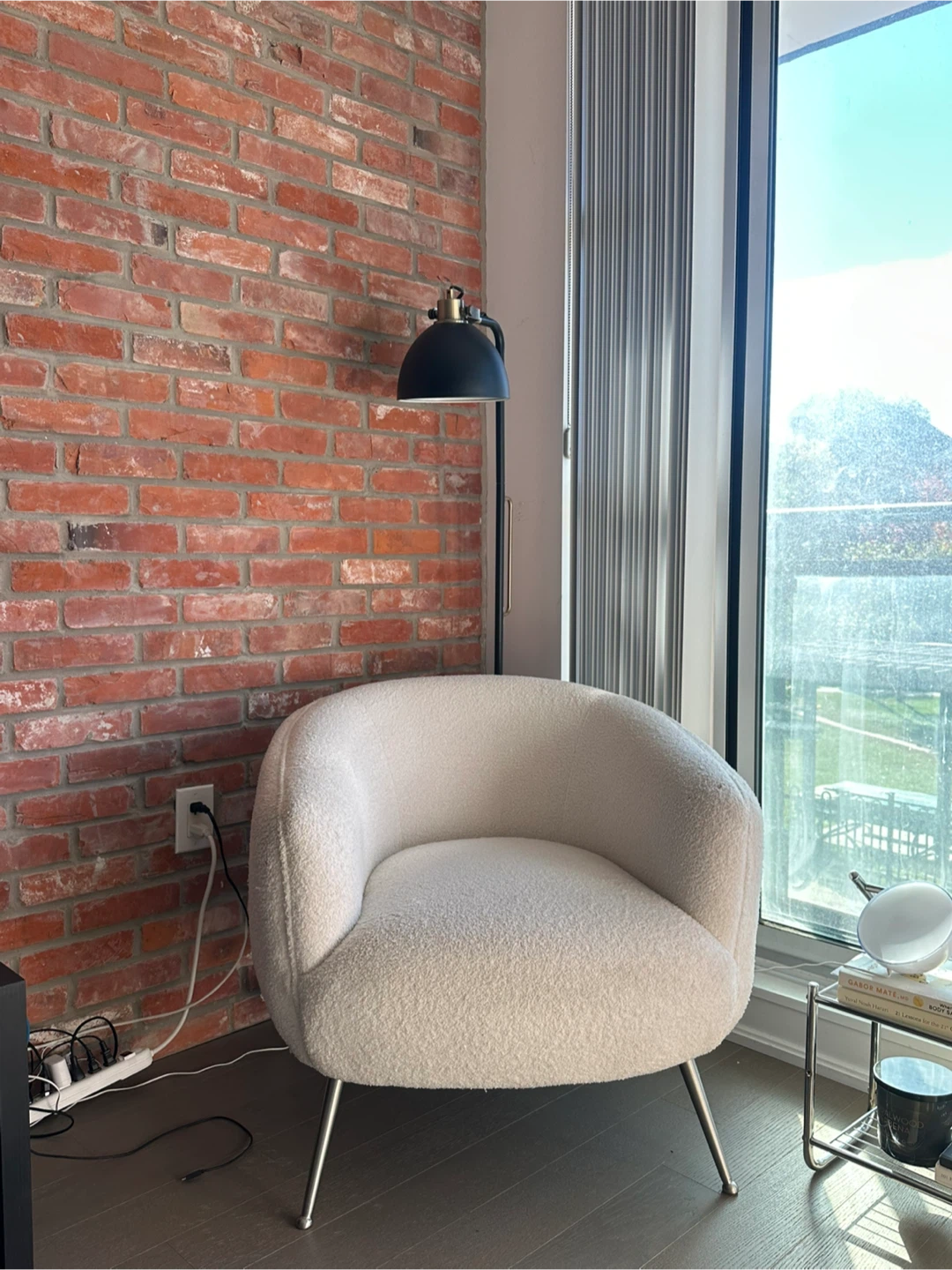 Cream Boucle Accent Chair