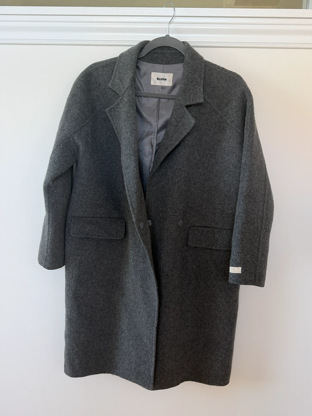BLUSH Dark Grey Wool Blend Coat