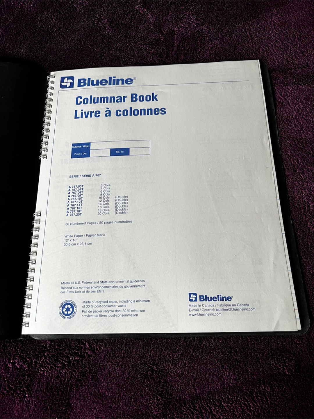 Blueline A767.16T 16-Column Columnar Book - photo 2