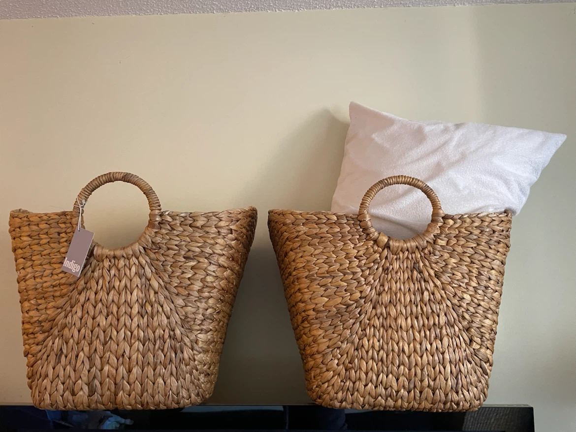 Set of Two Indigo Woven Baskets