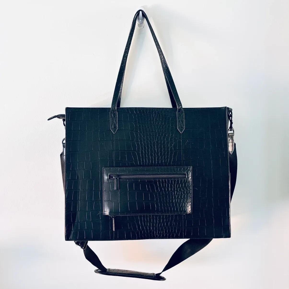 BEIS Large Black Croc Embossed Tote Bag - photo 2