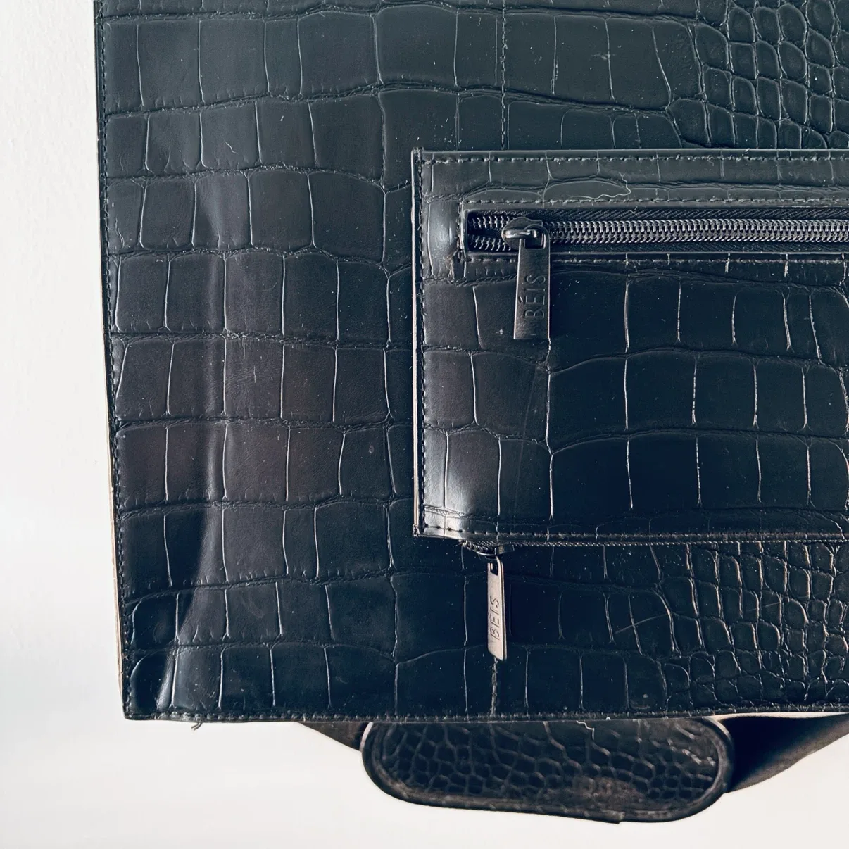 BEIS Large Black Croc Embossed Tote Bag - photo 3