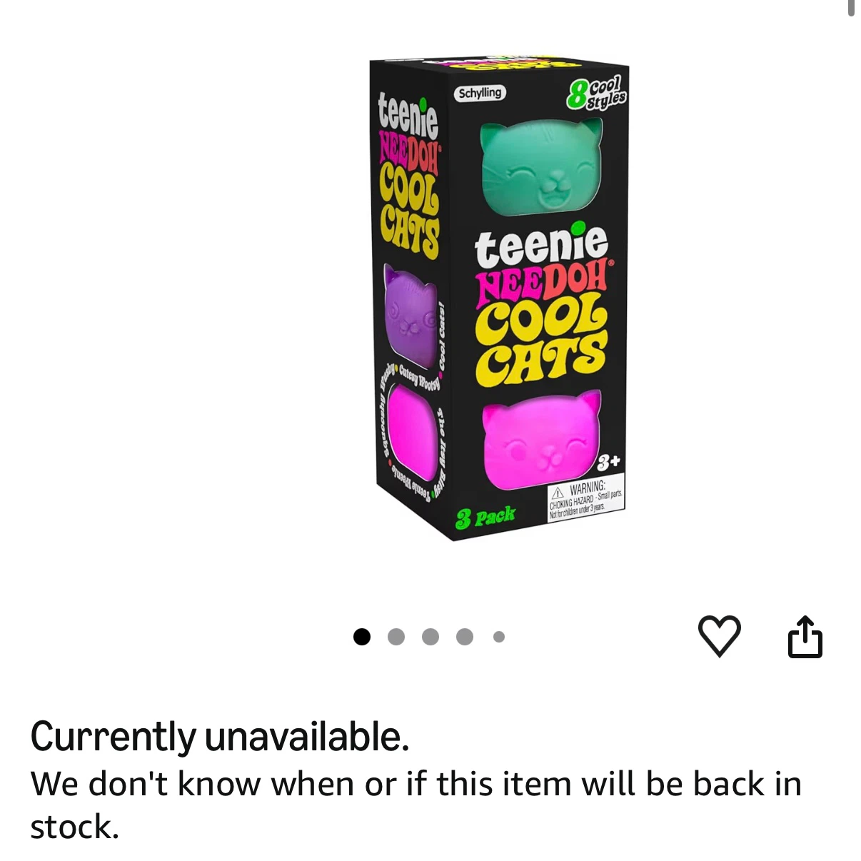 Brand New Authentic Teenie NeeDoh Cool Cats 3 Pack