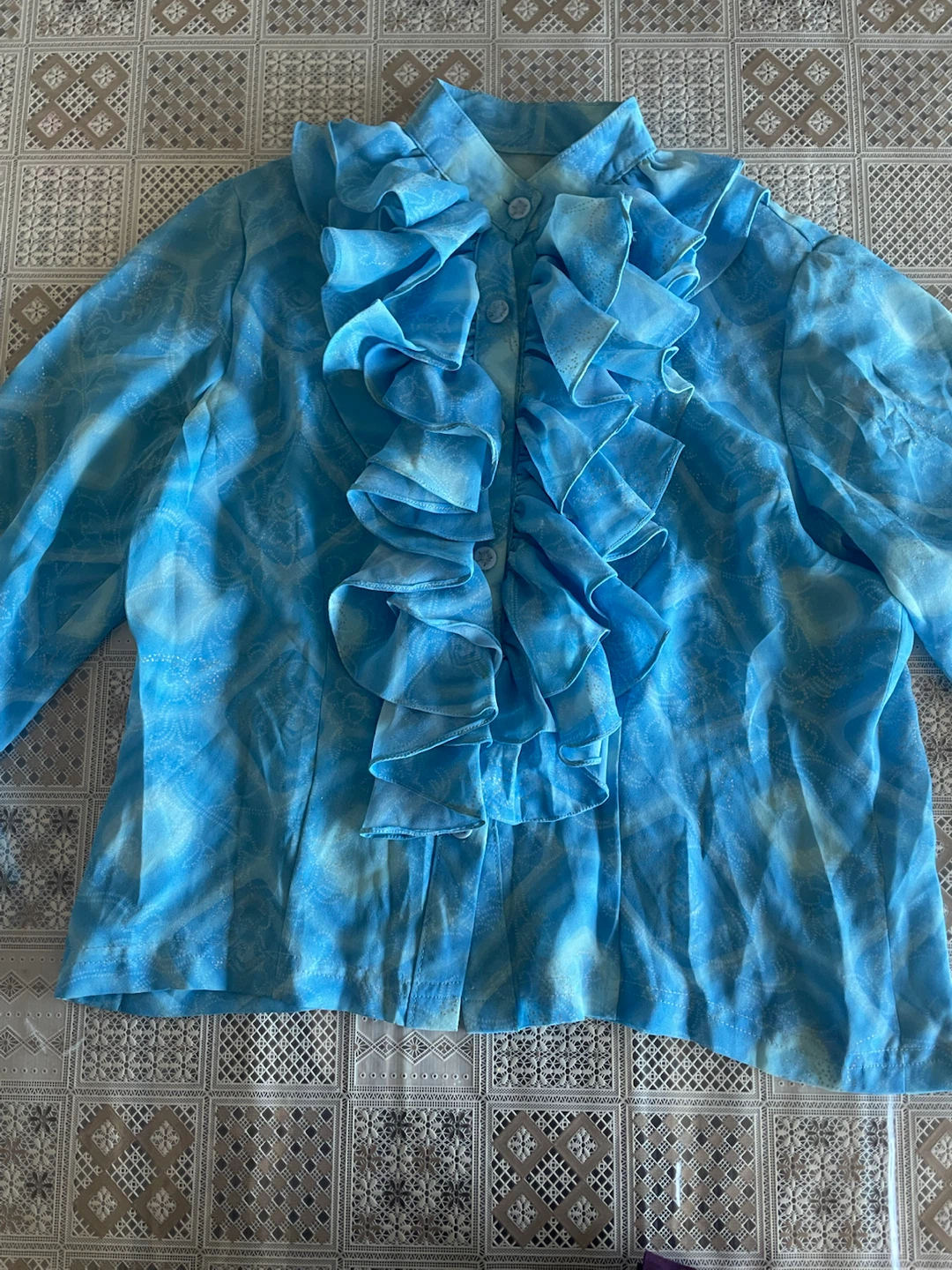 Blue Ruffled Blouse