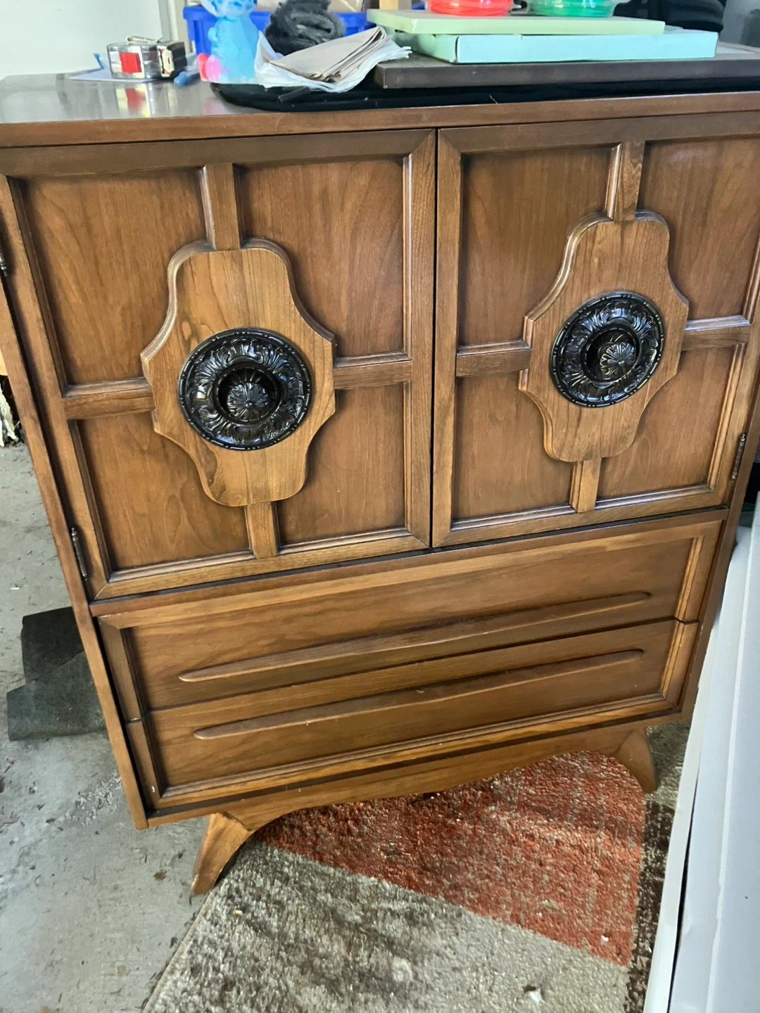 Mid-Century Solid Wood Dresser & Long Dresser with Mirror