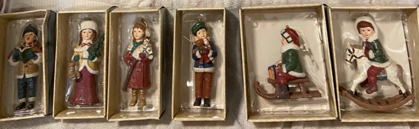 Set of 6 Hand-Painted Vintage-Style Christmas Ornaments