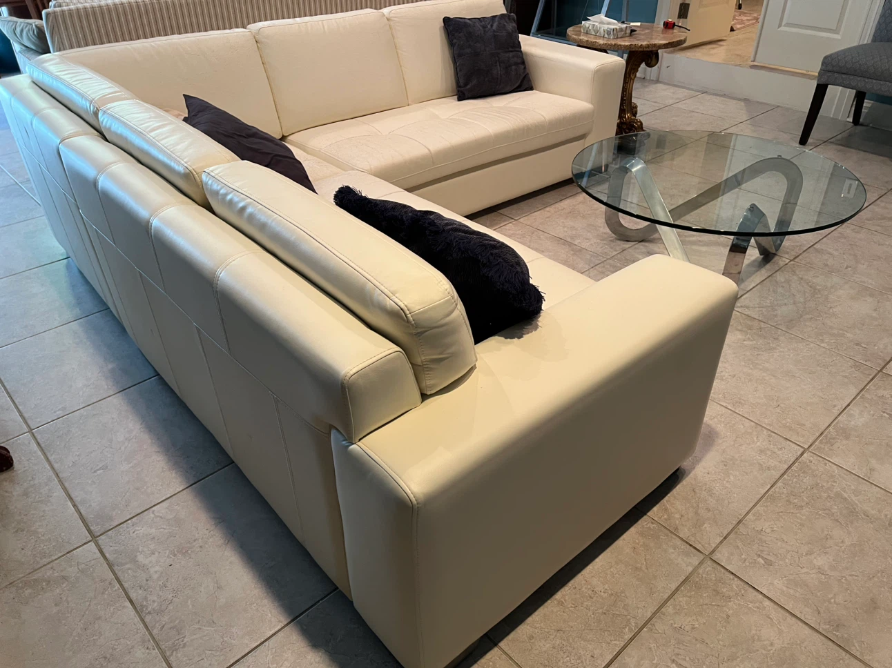 Cream L-Shaped Sectional Sofa