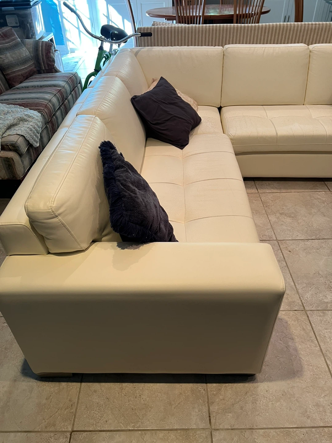 Cream L-Shaped Sectional Sofa - photo 2