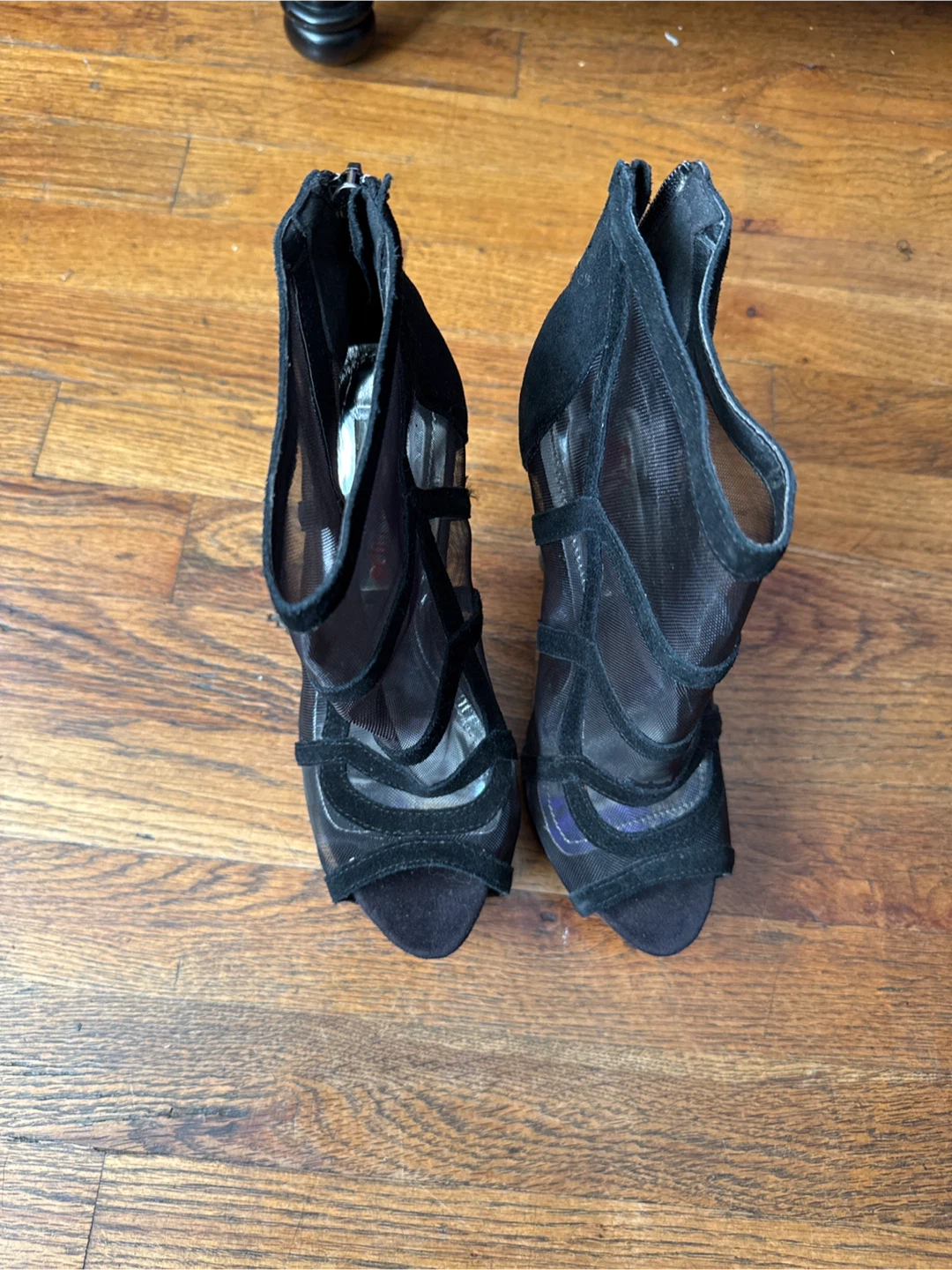 Size 7.5 Black Mesh Peep-Toe Heels - photo 2