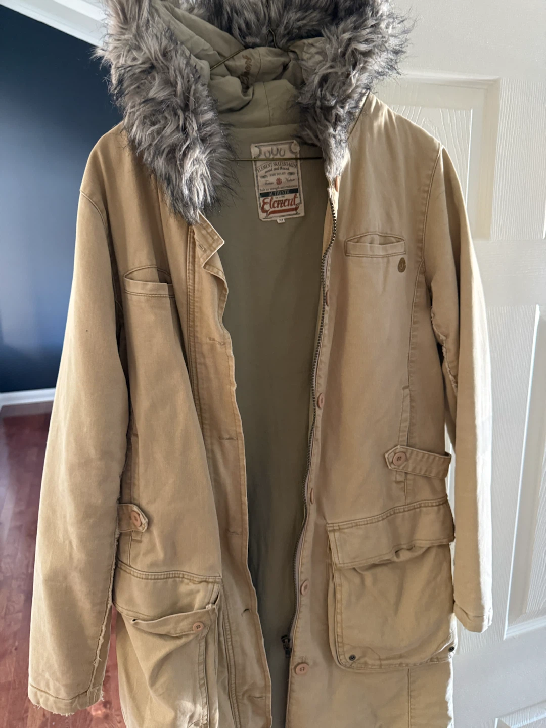 Element Skateboards Tan Faux Fur Hooded Jacket
