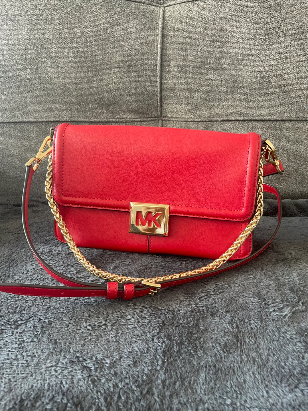 Michael Kors Red Leather Crossbody Bag