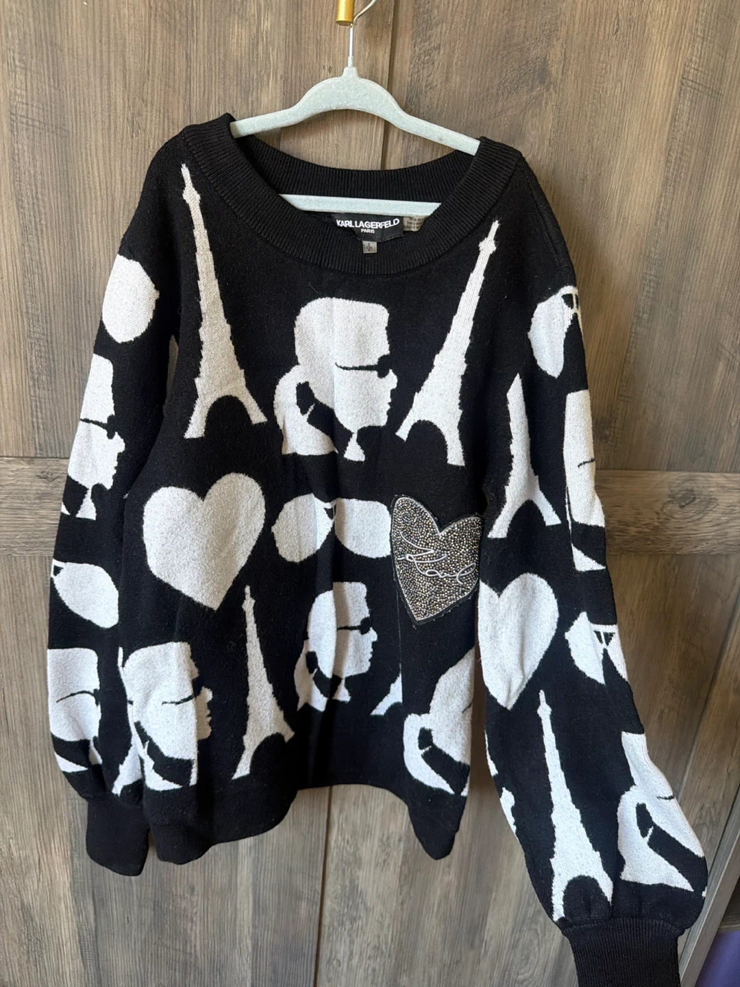 Karl Lagerfeld Paris Black and White Sweater Size S/P