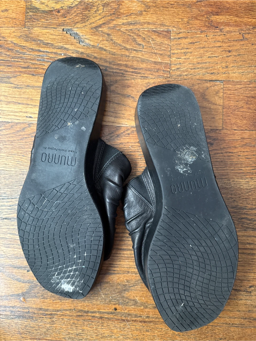 Size 7.5 black leather slides - photo 2