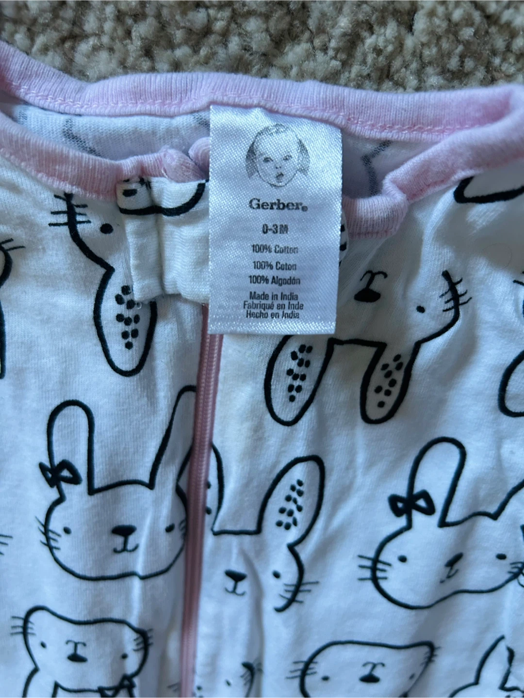 Gerber Bunny Print Footie Pajamas - photo 3